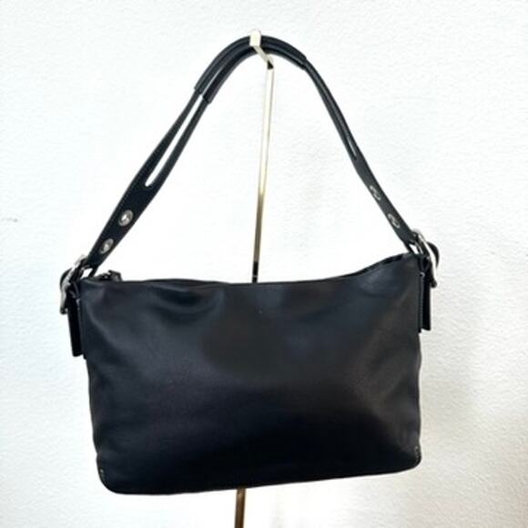 Coach Leather East West Legacy Shoulder Bag Black 1417 Authentic Moto y2k - Picture 3 of 6